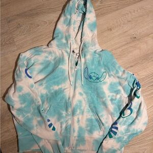 Disney Stitch Blue and White Tie-Dye Hoodie